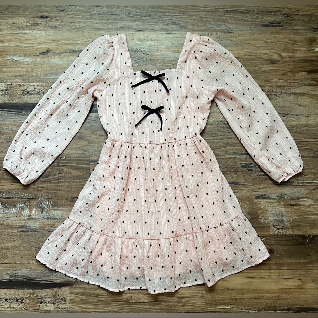 Love To Be Loved Girls Long-Sleeved Mini Dress, Light Pink, Size 10